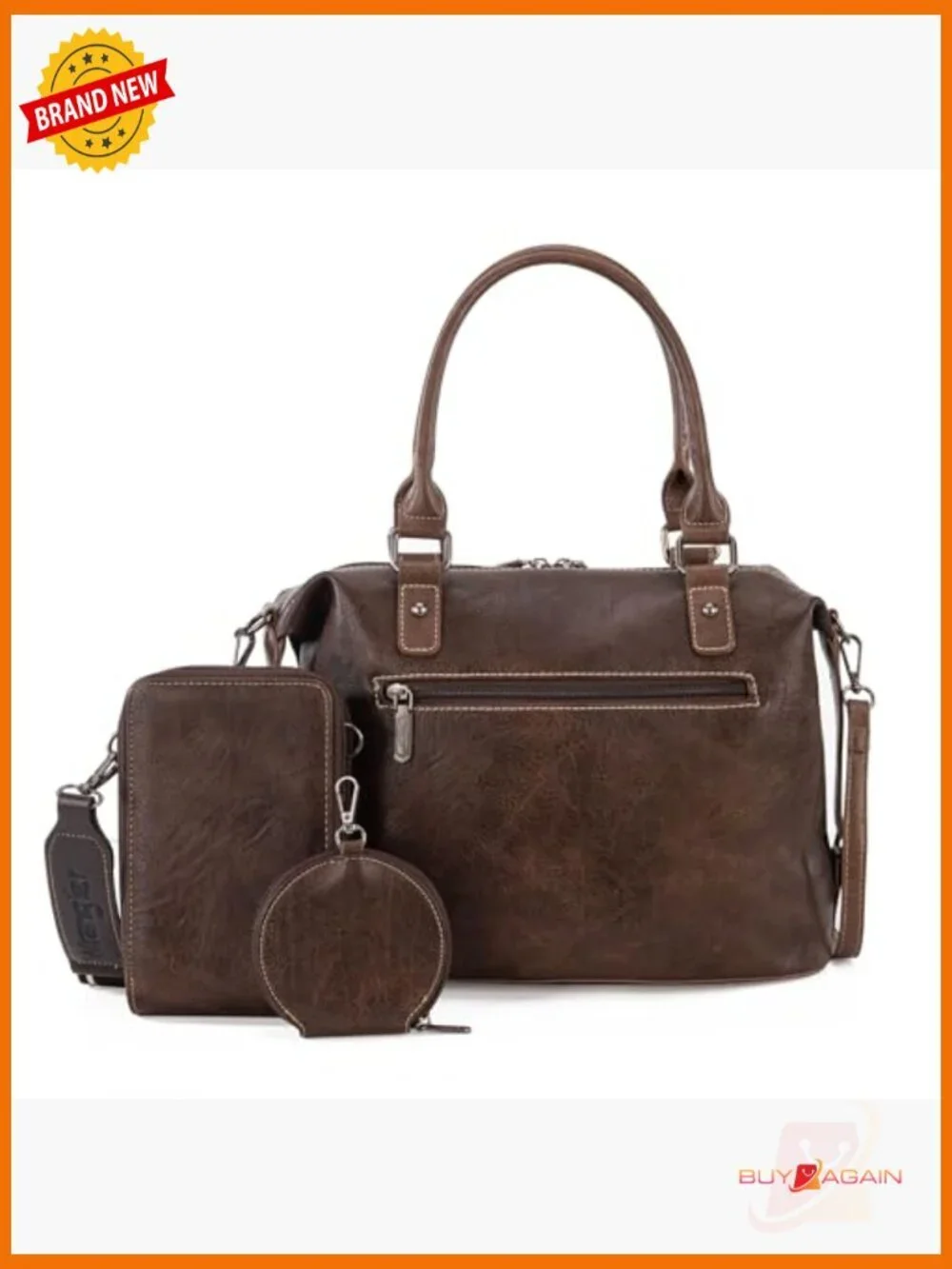 3 Piece Doctor Bag Set Satchel Top Handle Shoulder Bag Purse Set with Cell